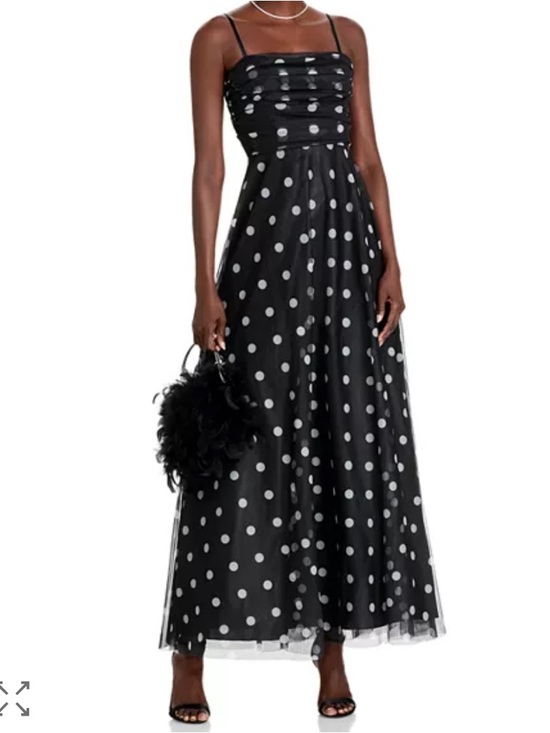 Eliza J Dresses & Skirts - Eliza J Black Polka Dot Ruched Bodice Evening Gown with tulle skirt